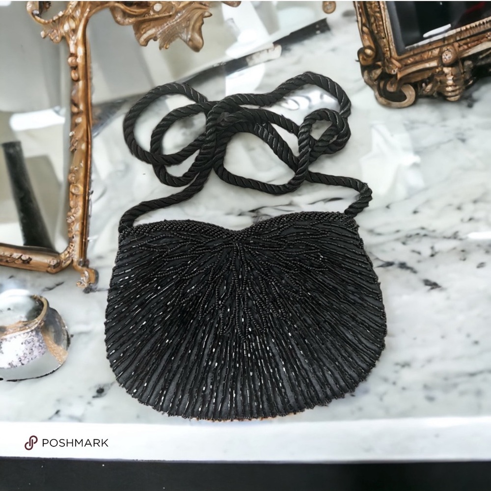 💖 Vintage Black Beaded Mini Bag 💖